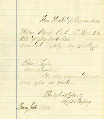 Note from the Records of Mexican War about Horace Meech