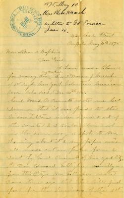Letter to New York State Comptroller Nelson K. Hopkins for Horace Meech