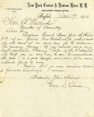 Letter to New York State Assemblyman Edward Gallagher from George Emerson