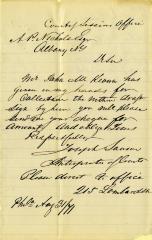 Letter to New York State Comptroller A.P. Nichols for John McKeown