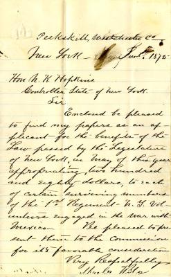 Letter to New York State Comptroller N.K. Hopkins from Charles Wiley