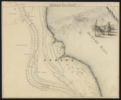 Map showing the Erie Canal in Cohoes Falls