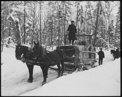 The Ice Cart, or Water Box, Icing a Logging Road