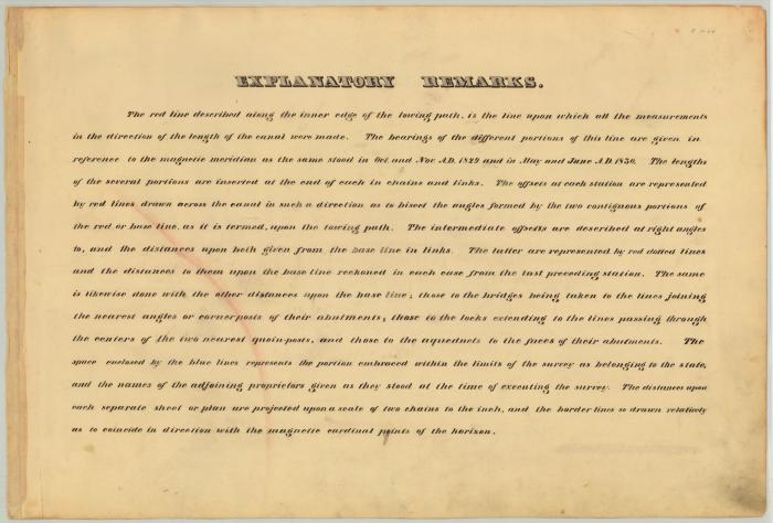 Erie Canal Survey, explanatory remarks