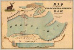 Erie and Champlain Canal Feeders, with water color map of the Glens Falls Feeder Dam 