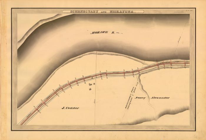 Erie Canal Survey, Schenectady and Niskayuna showing Mohawk River and Town Line 