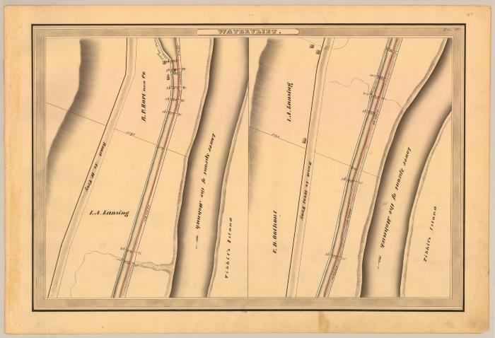Erie Canal Survey, Watervliet showing Lower Sprout of the Mohawk and Road to West Troy  