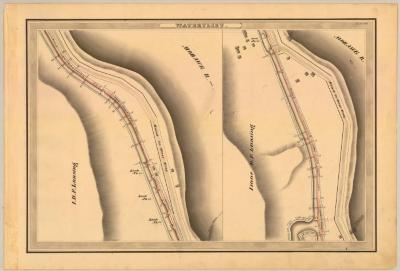 Erie Canal Survey, Watervliet showing two Views of Canal and Mohawk River 