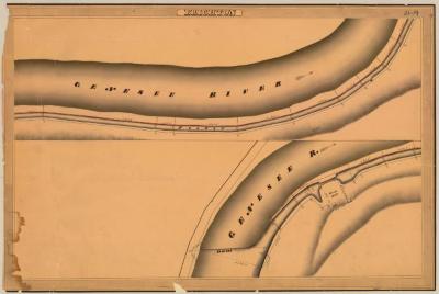 Erie and Champlain Canal Feeders, Brighton showing two views of Genesee River and Lock Lot 