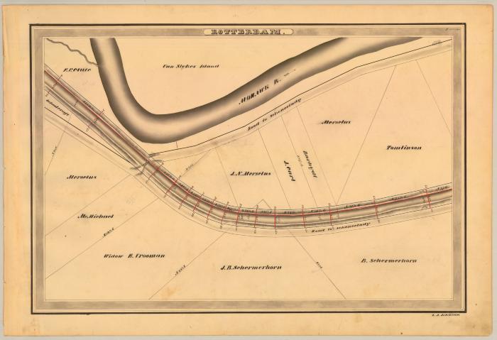 Erie Canal Survey, Rotterdam showing Van Slykes Island and Mohawk River 