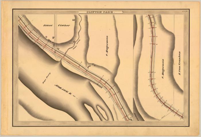 Erie Canal Survey, Clifton Park showing Stony Creek and Rope Ferry 