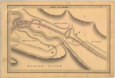 Champlain Canal Survey, Fort Edward showing Moses Kill feeding into the Hudson River and Road to Fort Miller 
