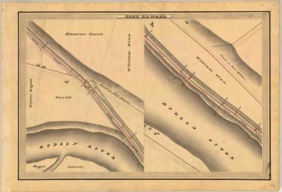 Champlain Canal Survey, Fort Edward showing Road to Fort Miller and Hudson River 