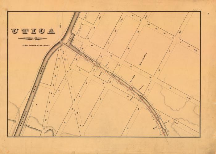 Chenango Canal Survey, Utica showing junction of Erie Canal and Chenango Canal and Lock No. 1, 2 and 3. 