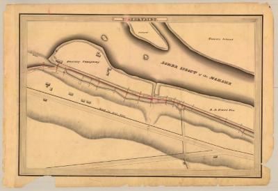 Champlain Canal Survey, Watervliet showing Lower Sprout of the Mohawk and Road to West Troy 