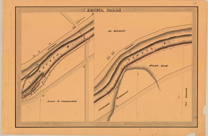 Cayuga and Seneca Canal Survey, Seneca Falls showing two Views of Seneca River and Turnpike 