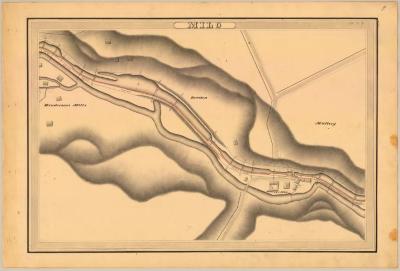 Crooked Lake Canal Survey, Milo showing Henderson’s Mill and Mallory’s Mill 