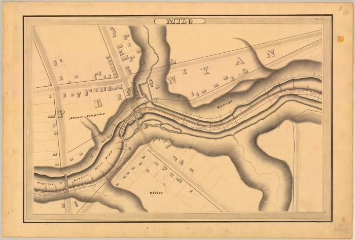 Crooked Lake Canal Survey, Milo showing Pennyan, Wagoner and Gillet’s Mill Pond 