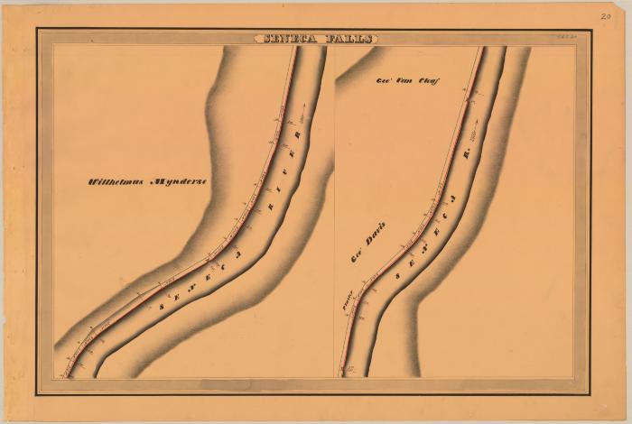 Cayuga and Seneca Canal Survey, Seneca Falls showing two views of River, Mynderse and Davis 