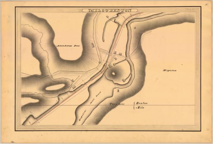 Crooked Lake Canal Survey, Milo and Benton showing Town Line and Hopeton Mill Pond 