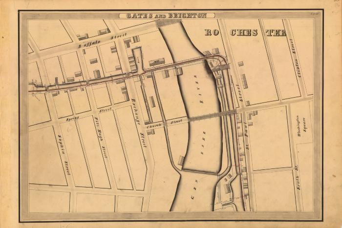 Erie Canal Survey, Gates and Brighton showing Rochester and Genesee River