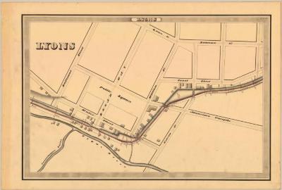 Erie Canal Survey, Lyons showing Public Square and Clyde River