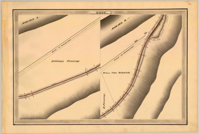 Erie Canal Survey, Root showing two views of Canal and Road to Fultonville 