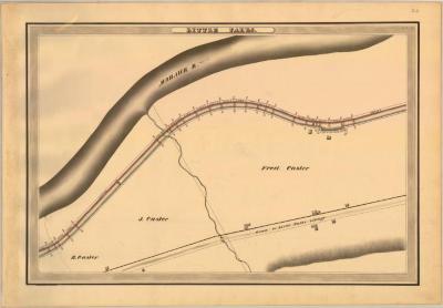 Erie Canal Survey, Little Falls showing Mohawk River and Road to Little Falls Village 