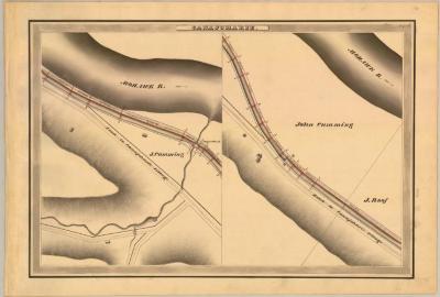 Erie Canal Survey, Canajoharie showing Mohawk River and Road to Canajoharie 