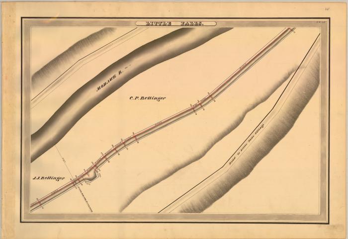 Erie Canal Survey, Little Falls showing Mohawk River and Bellinger 