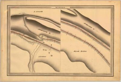 Erie Canal Survey, Minden showing two views of Canal, Mohawk River and Dam 