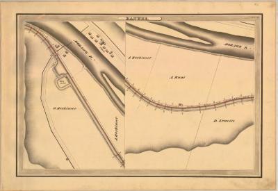 Erie Canal Survey, Danube showing Mohawk River and two views of Canal 