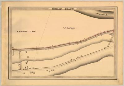 Erie Canal Survey, German Flatts showing Roads to Little Falls and Herkimer Village 