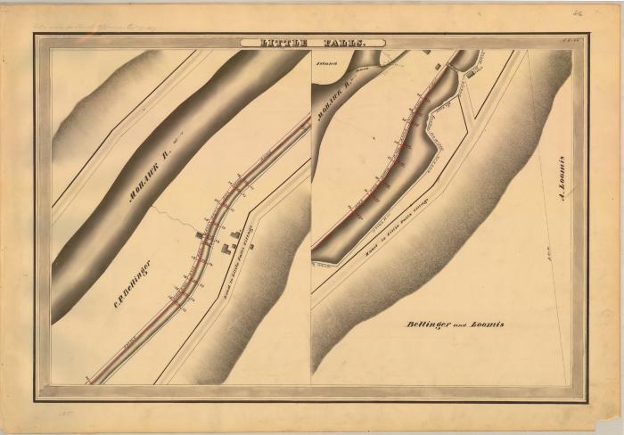 Erie Canal Survey, Little Falls showing Mohawk river, Bellinger and Loomis 