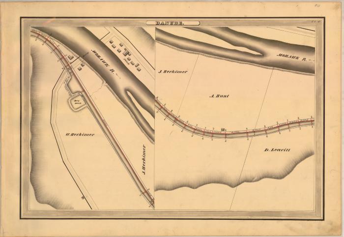Erie Canal Survey, Danube showing Mohawk River and two views of Canal 