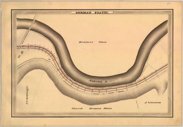 Erie Canal Survey, German Flatts showing Road to Little Falls and Mohawk River 