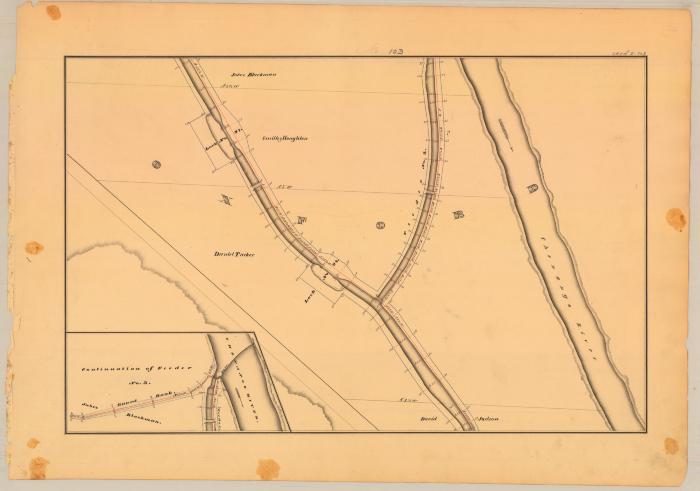 Chenango Canal Survey, Oxford showing Lock No. 97 and 98, Feeder No. 3 and continuation of Feeder No. 3 