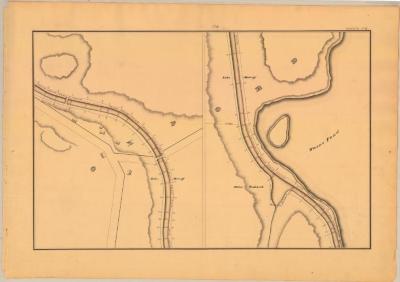 Chenango Canal Survey, Oxford showing two views of Canal, Metcalf, Tenbroeck and Warn’s Pond 