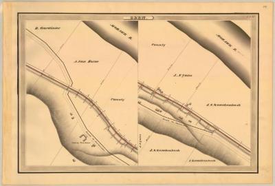Erie Canal Survey, Glen showing two views of Canal and Road to Auriesville 