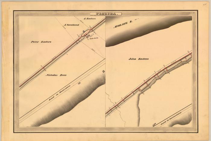 Erie Canal Survey, Florida showing Lock No. 20 and the Road to Rotterdam 