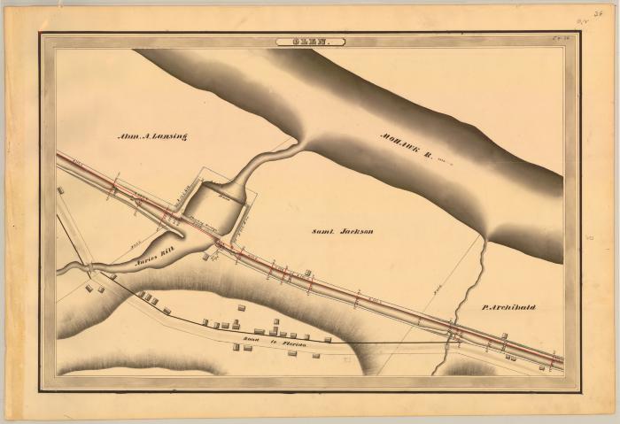 Erie Canal Survey, Glen showing Mohawk River, Dam and Auries Kill 