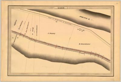 Erie Canal Survey, Glen showing Mohawk River and Road to Smith Town or Auriesville 