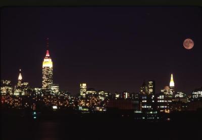 New York City skyline by night