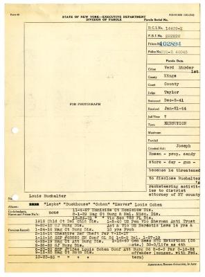 Sing Sing prison, Louis Buchalter