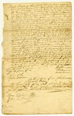 Indian deed to Engeltie, wife of Stephanus Gasherie, for a tract of land along Roundout Kill, Ulster County