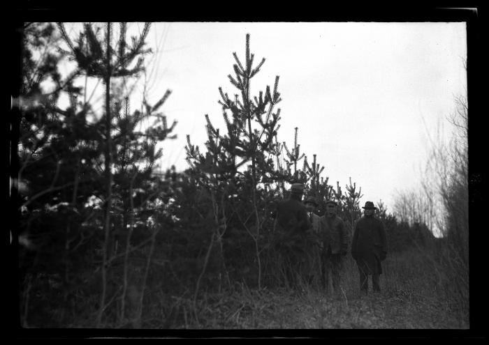 G. Hiedson Gould, Glen A. Seaby, George B. Wilder and a fourth man tour at the Watson School Forest in Lewis County