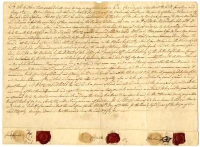 Deed from Mohawk Indians, October 28, 1754 with certificates dated October 25, 1754