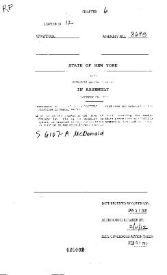 NYS Bill and Veto Jackets: 2012, Chapter 6