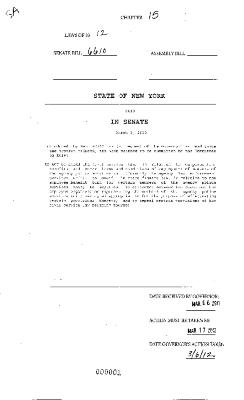 NYS Bill and Veto Jackets: 2012, Chapter 15