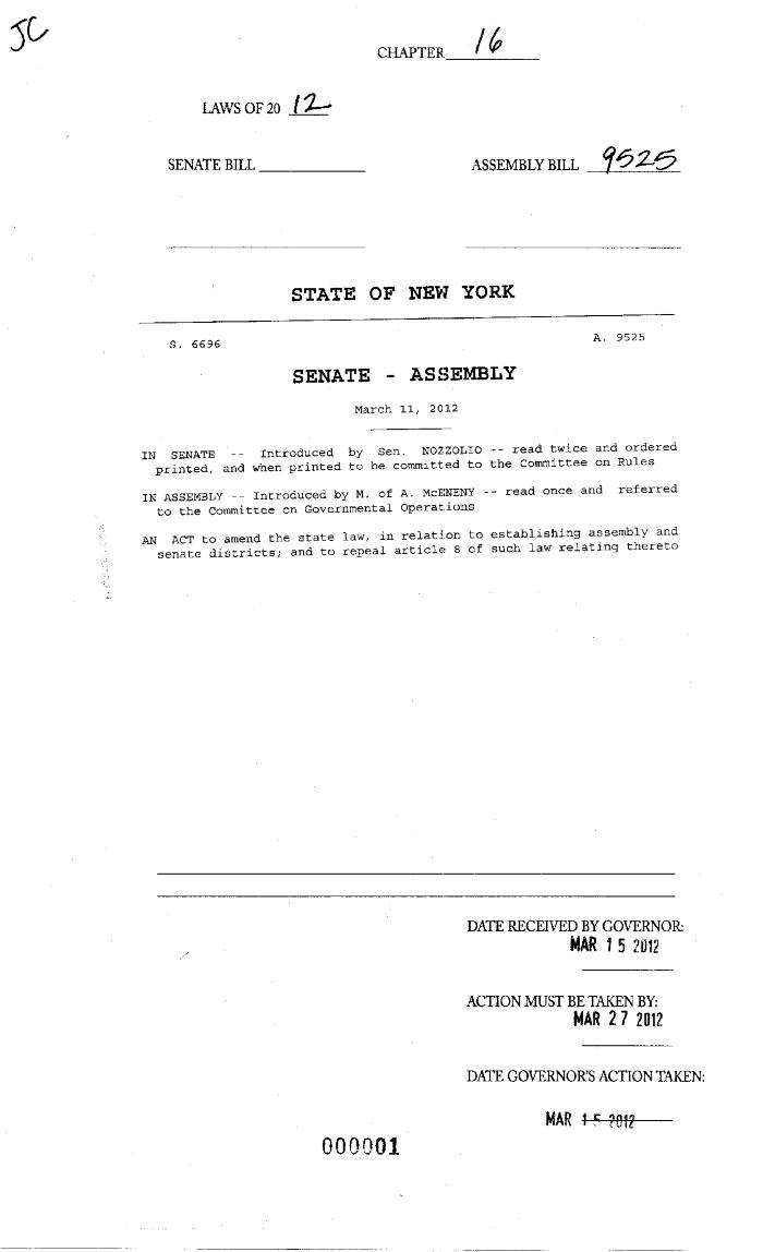 NYS Bill and Veto Jackets: 2012, Chapter 16